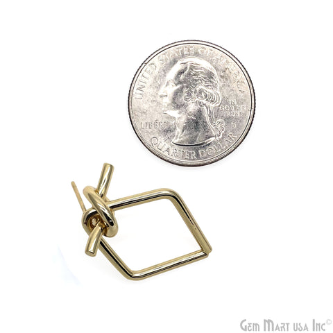 DIY Square knot Wire Gold Plated 32x18mm Minimalist Stud Earrings