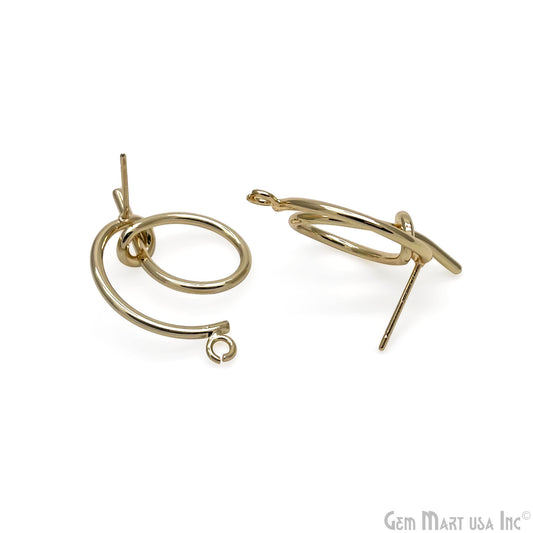 DIY knot Wire Gold Plated 29x19mm Minimalist Stud Earrings