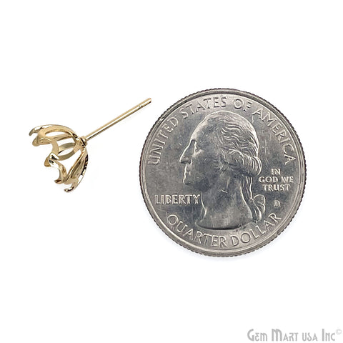 DIY Flower Shape Gold Plated 15mm Minimalist Stud Earrings