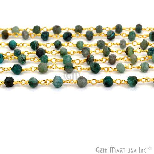 Round Chrysocolla Gold Plated Beaded Wire Wrapped Rosary Chain (762932723759)