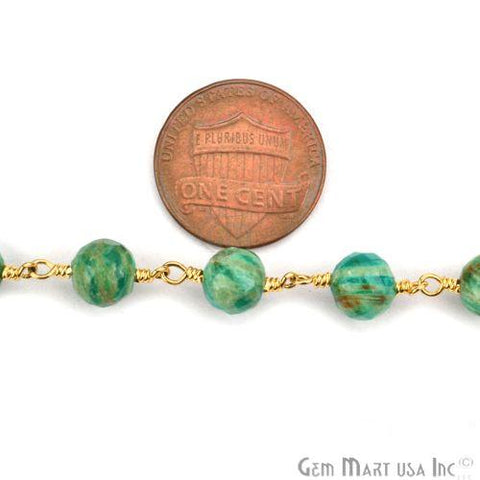 Chrysocolla 7-8mm Gold Plated Wire Wrapped Rosary Chain (762933313583)