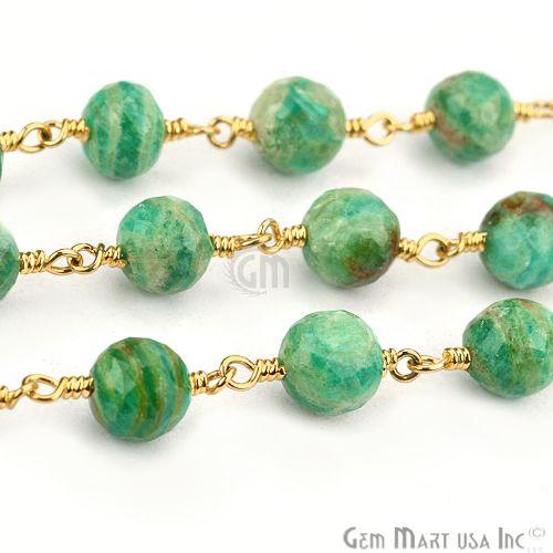Chrysocolla 7-8mm Gold Plated Wire Wrapped Rosary Chain (762933313583)