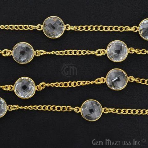Crystal Fancy 10mm Connector Chain, Gold Plated Bezel Connector Link Rosary Chain, Jewelry Making Supplies (GPCL-20008) (764050505775)