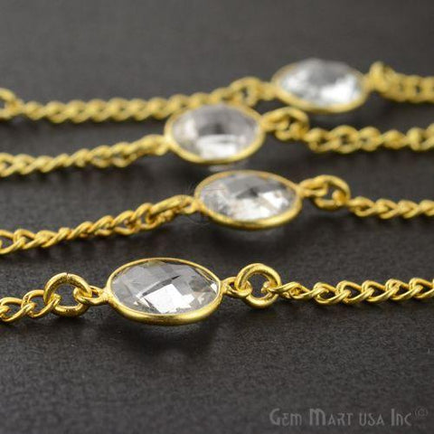 Crystal Fancy 10mm Connector Chain, Gold Plated Bezel Connector Link Rosary Chain, Jewelry Making Supplies (GPCL-20008) (764050505775)