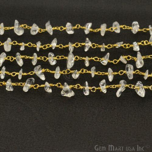 Crystal Nugget Chip Beads Gold Wire Wrapped Rosary Chain (762938064943)