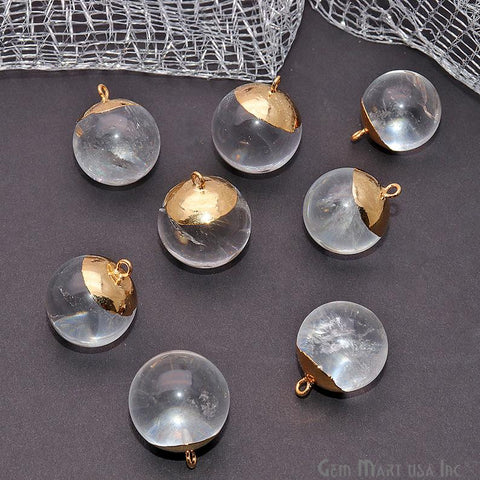 Crystal Ball Charm 22x18mm Gold Electroplated Connector - GemMartUSA