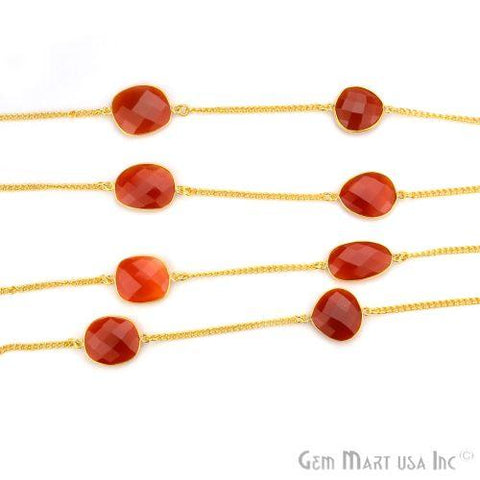 Carnelian 15mm Gold Plated Bezel Link Connector Chain (764052504623)
