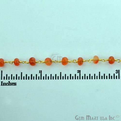 Carnelian 5-6mm Gold Plated Wire Wrapped Rosary Chain (762945863727)