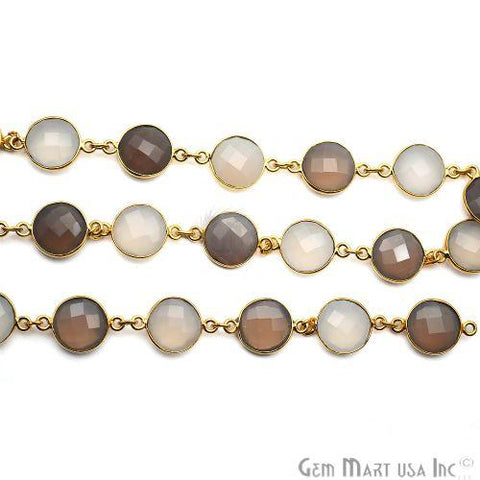 Smokey Chalcedony 12mm Round Bezel Continuous Connector Chain (764266774575)