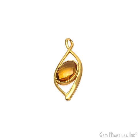Twisted Oval 10x14mm Gold Plated Gemstone Pendant (1PC)