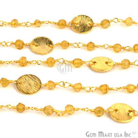 Citrine Beads With Round Finding Wire Wrapped Fancy Rosary Chain