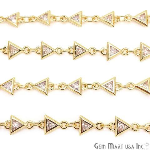 White Zircon TriAngel Shape 5x5mm Gold Plated Continuous Connector Chain - GemMartUSA