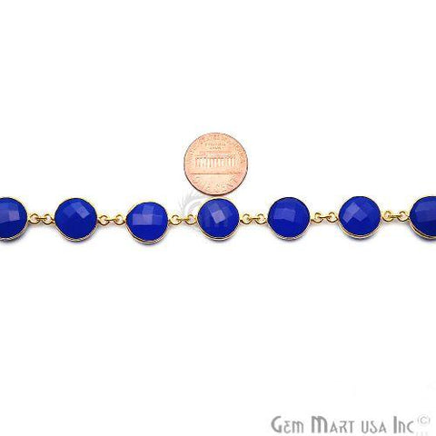Dark Blue Chalcedony Round 12mm Continuous Connector Chain (764268675119)