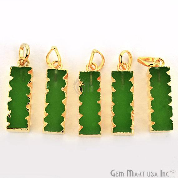 Electroplated Gemstone Rectangle Shape Bar Pendant (50001) - GemMartUSA