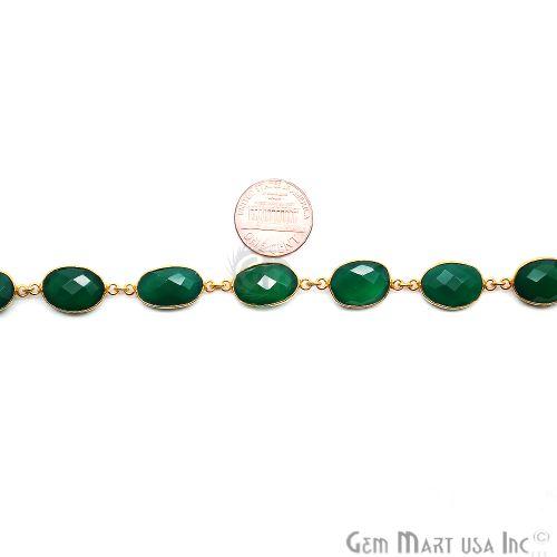 Green Onyx 10x14mm Oval Gold Plated Continuous Connector Chain (764272508975)