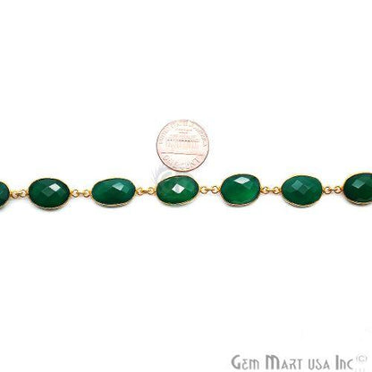 Green Onyx 10x14mm Oval Gold Plated Continuous Connector Chain (764272508975)