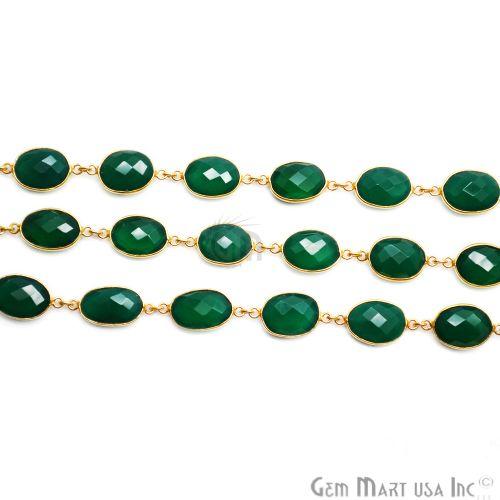 Green Onyx 10x14mm Oval Gold Plated Continuous Connector Chain (764272508975)