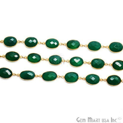 Green Onyx 10x14mm Oval Gold Plated Continuous Connector Chain (764272508975)
