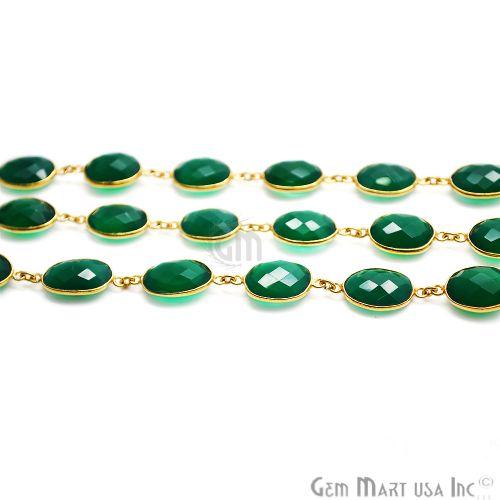 Green Onyx 10x14mm Oval Gold Plated Continuous Connector Chain (764272508975)