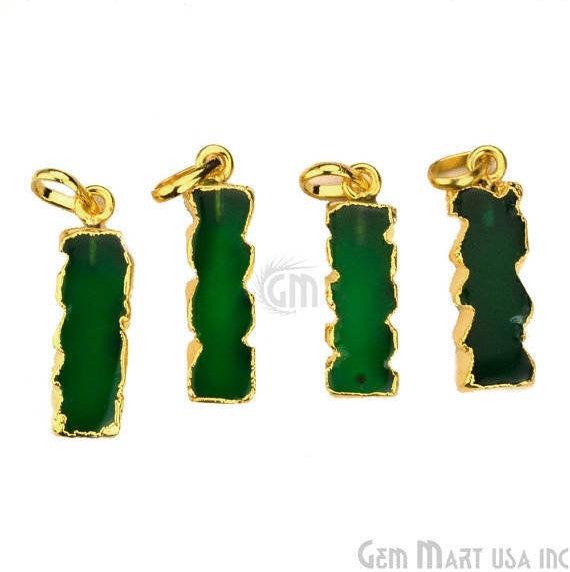 Electroplated Gemstone Rectangle Shape Bar Pendant (50001) - GemMartUSA