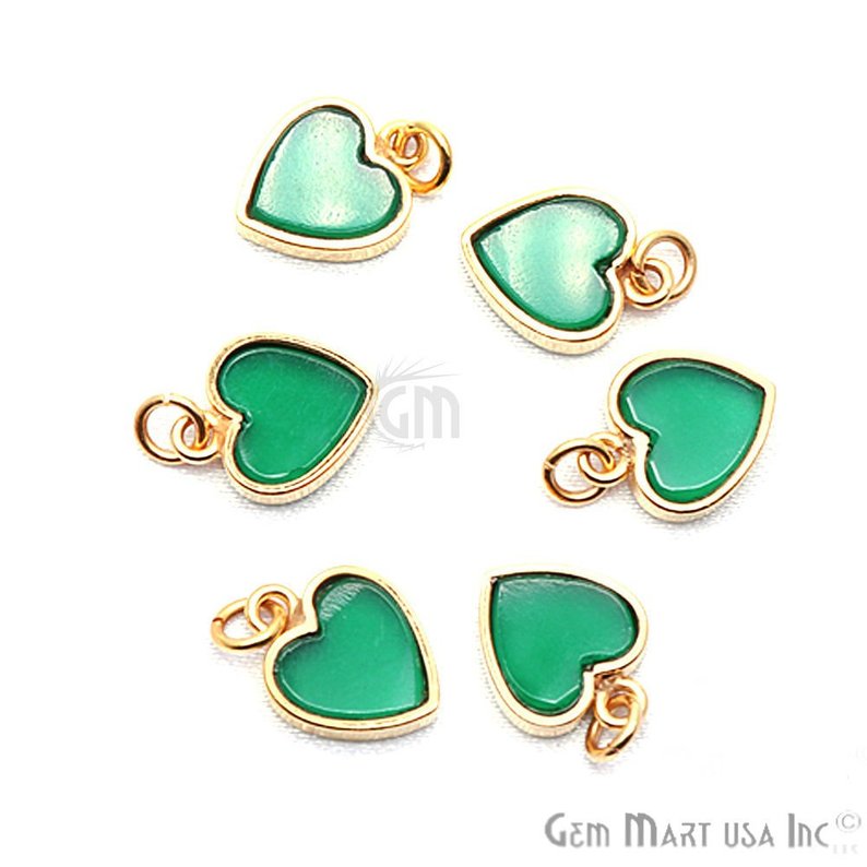 DIY Gemstone Heart 12mm Gold Plated Gemstone Pendant (Pick Gemstone) - GemMartUSA