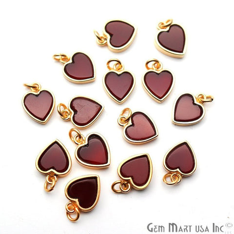 DIY Gemstone Heart 12mm Gold Plated Gemstone Pendant (Pick Gemstone) - GemMartUSA