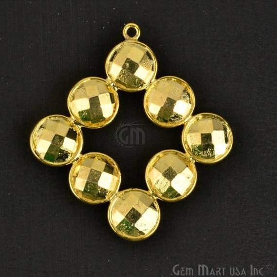 DIY Square 33x30mm Gold Plated Gemstone Bezel Component 1pc