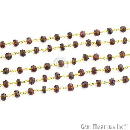 Garnet 5-6mm Gold Plated Wire Wrapped Beads Rosary Chain (763724857391)