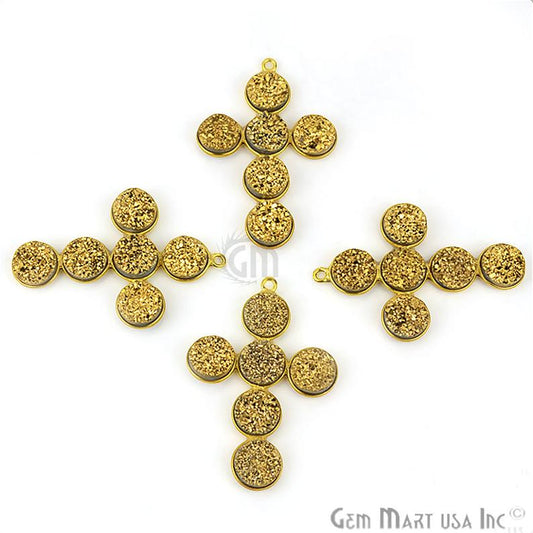 Golden Druzy 39x27mm Gold Plated Single Bail Bezel Gemstone Component - GemMartUSA