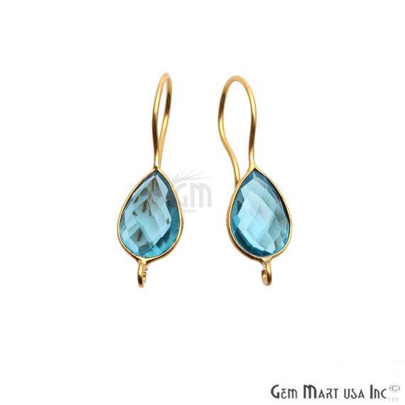 Pear Shape 31x9mm Gemstone Connector Hook Earrings