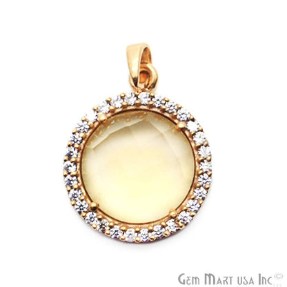 Citrine 12mm Round Gold Plated Gemstone Pendant - GemMartUSA