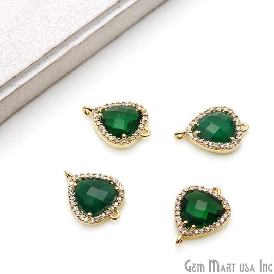 Trillion 10mm Gold Prong Setting Cubic Zircon Pave Connectors (Pick Stone) - GemmartUSA