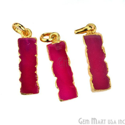 Electroplated Gemstone Rectangle Shape Bar Pendant (50001) - GemMartUSA