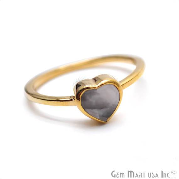 Gold Plated Heart Shape Single Gemstone Solitaire Ring (GP-12009) - GemMartUSA