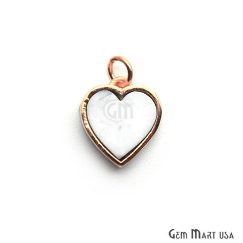 Howlite Heart 12mm Gold Plated Single Bail Love Pendant - GemMartUSA