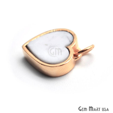 Howlite Heart 12mm Gold Plated Single Bail Love Pendant - GemMartUSA