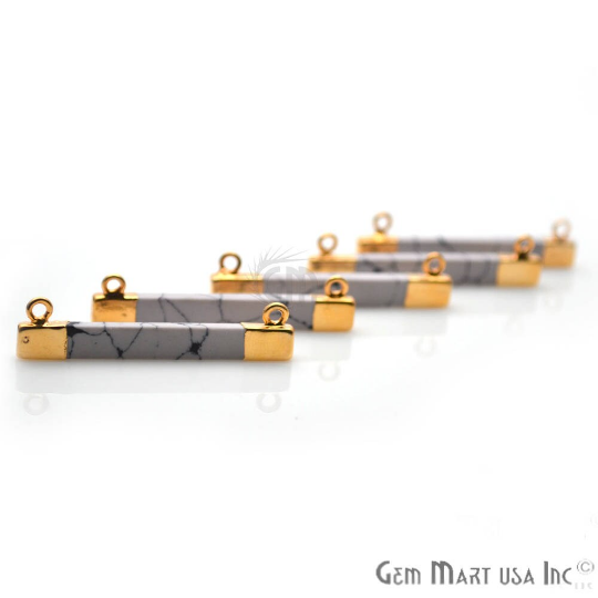 Howlite Rectangle Gold Plated...