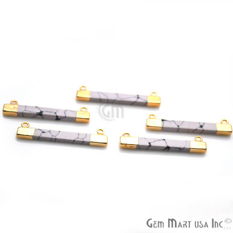 Howlite Rectangle Gold Plated Gemstone Connector