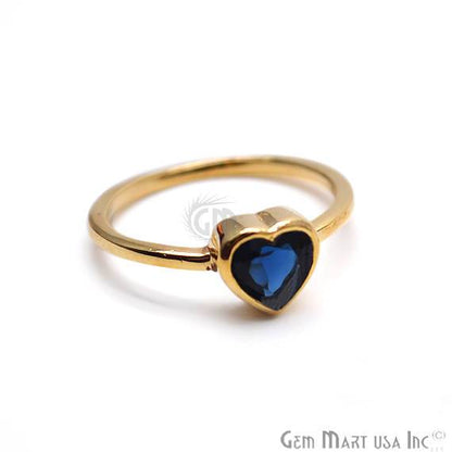 Gold Plated Heart Shape Single Gemstone Solitaire Ring (GP-12009) - GemMartUSA