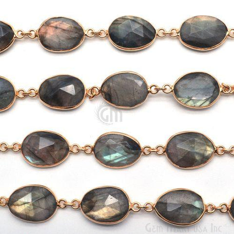 Labradorite 10x14mm Oval Gold Plated Continuous Connector Chain (763989164079)