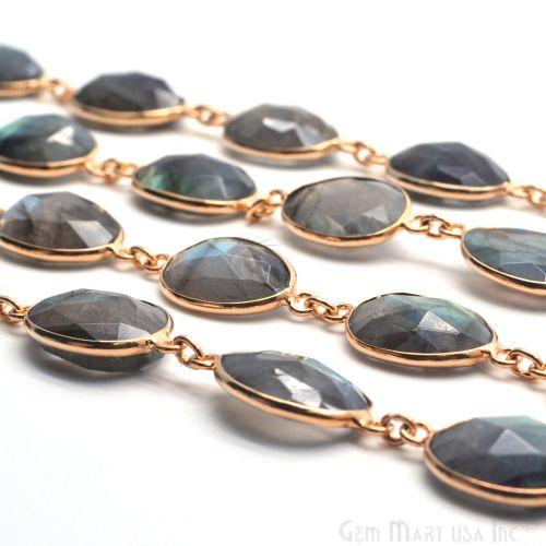 Labradorite 10x14mm Oval Gold Plated Continuous Connector Chain (763989164079)