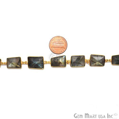 Labradorite 15mm Mix Facted Gold Bezel Continuous Connector Chain, (763990179887)
