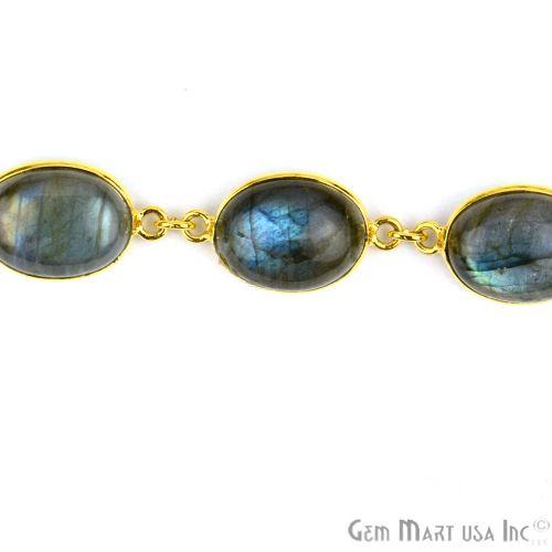 Labradorite 12x16mm Oval Gold Bezel Cabochon Continuous Connector Chain (763990671407)
