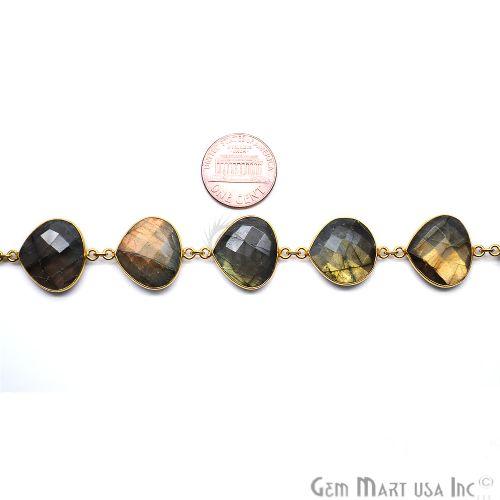 Labradorite 16mm Heart Gold Bezel Continuous Connector Chain (763992145967)