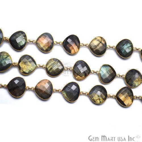 Labradorite 16mm Heart Gold Bezel Continuous Connector Chain (763992145967)