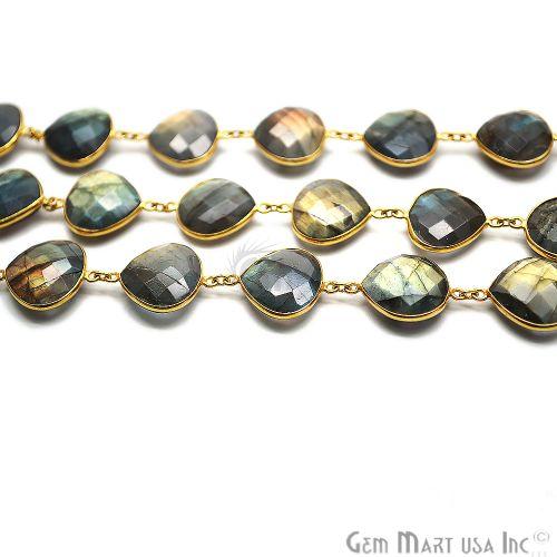 Labradorite 16mm Heart Gold Bezel Continuous Connector Chain (763992145967)