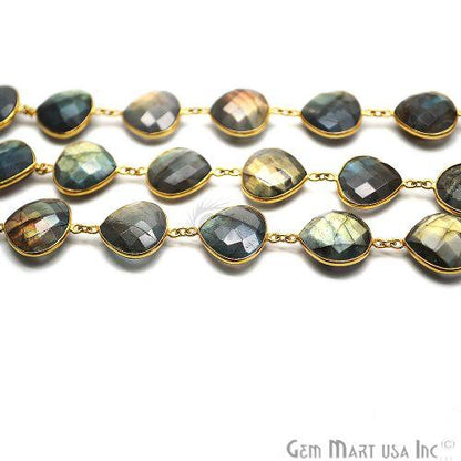 Labradorite 16mm Heart Gold Bezel Continuous Connector Chain (763992145967)