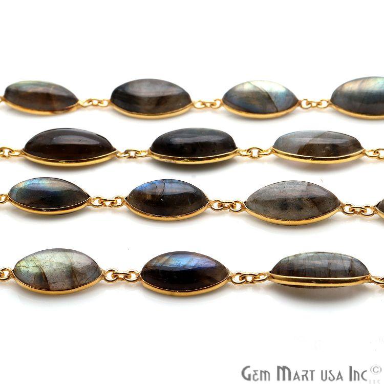 Labradorite 10x20mm Marquise Gold Plated Continuous Connector Chain