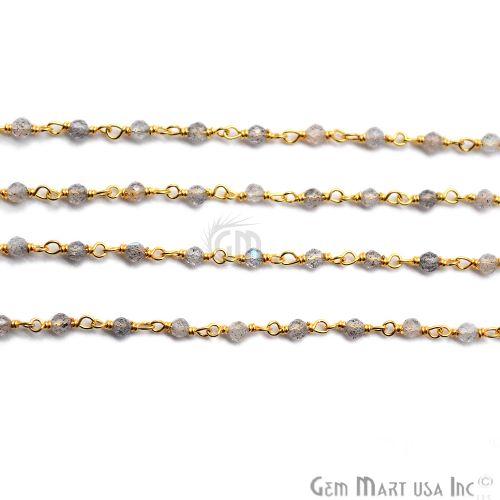 Labradorite Gold Plated Wire Wrapped Beads Rosary Chain (763751202863)