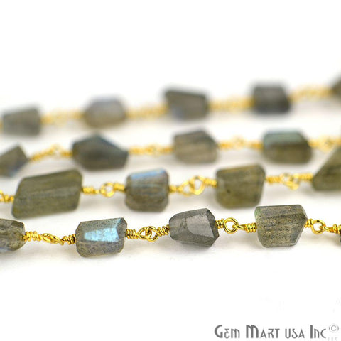 Labradorite Beads Gold Plated Wire Wrapped Rosary Chain (763757133871)